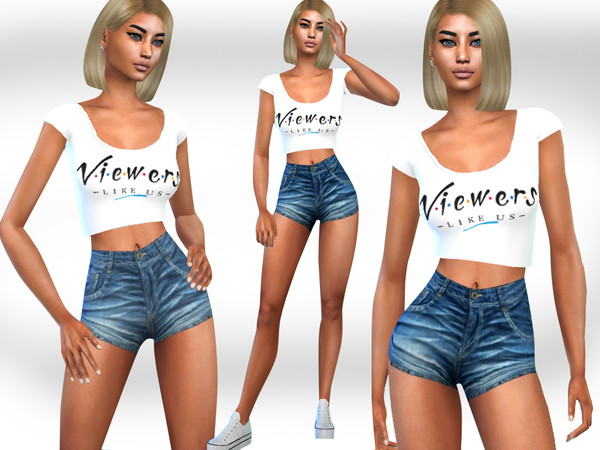 The Sims Resource - Female Mini Denim Shorts