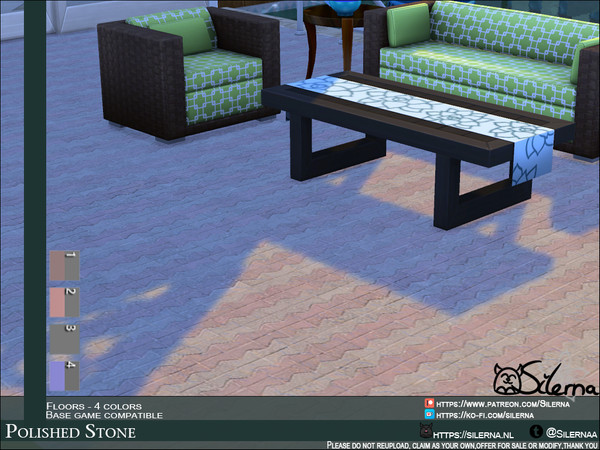 Sims 4 — Polished Stone by Silerna — -Basegame compatible -Flooring - Outdoor/Stone -5 different colors -Please do not