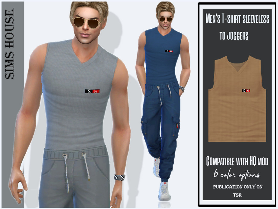 The Sims Resource - Men's T-shirt sleeveless to joggers