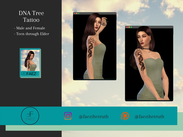 Sims 4 — DNA Tree Tattoo by _Faez_ — - Teen through Elder - For Male and Female Hope you like it!