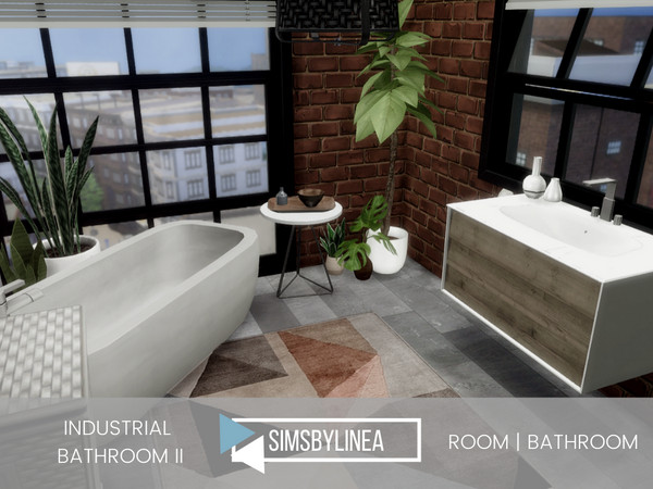 Sims 4 — Industrial Bathroom II by SIMSBYLINEA — A modern and clean bathroom in an old industrial building - comfort and