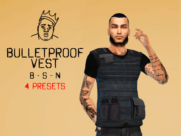 Sims 4 — BulletProof Vest by bigsiminights — BULLETPROOF VEST 4 Presets - Black - Army - FBI - White