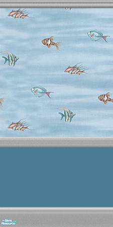 Sims 2 — PT Gotta Swim Wall 2 by Primetime024 — This wall is a light blue wallpaper with fish motif. It has a