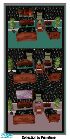 Sims 2 — PT Bedroom Zoro Ebony by Primetime024 — This collection features 8 different items to decorate a bedroom with.