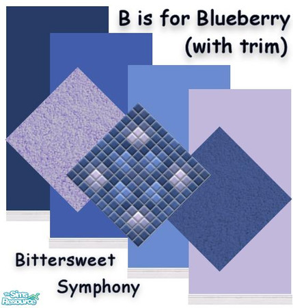Sims 2 — B is for Blueberry with Trim by Bittersweet_Symphony — Four walls and three floors all in colors that can be