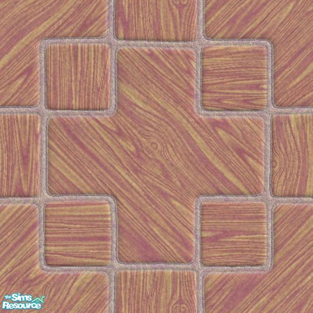 Sims 2 — Red Wood Floor by Meemo — One of five wood floors in the "Crosses" design