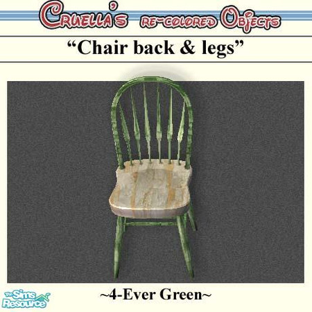 Sims 2 — am_4-evergreen_chairframe by Cruella — White washed wood kitchen chair "Simple Sit Chair" GREEN back