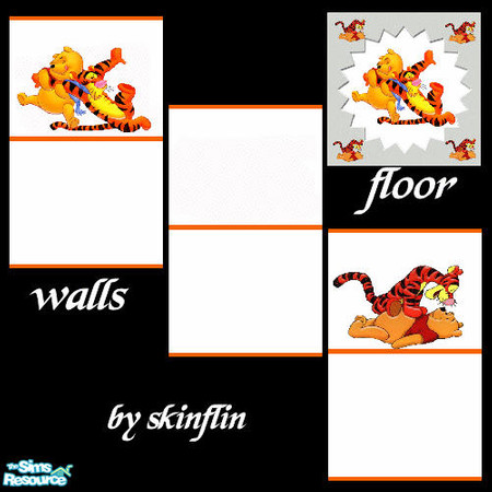 Sims 2 — tigger+pooh bear set by skinflin — childrens bedroom wall set of tigger + pooh bear..