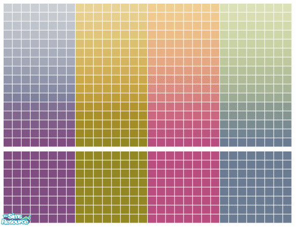 Sims 2 — Kisses Tile Set by s00z — Four tiled walls with coordinating floors.