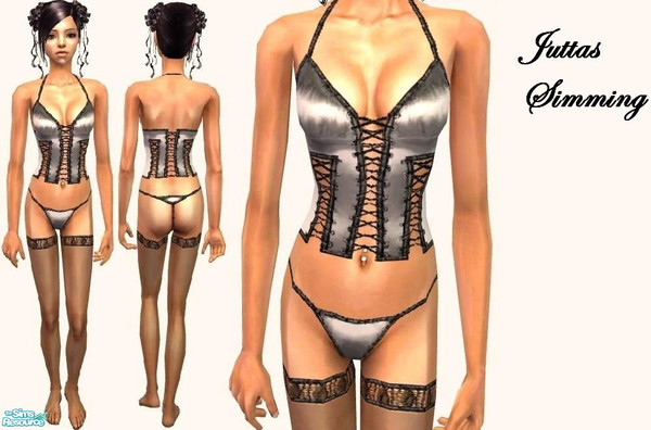 Sims 2 — grey teen silk corset underwear by juttaponath — Do not reupload or edit and upload. Thank you. 