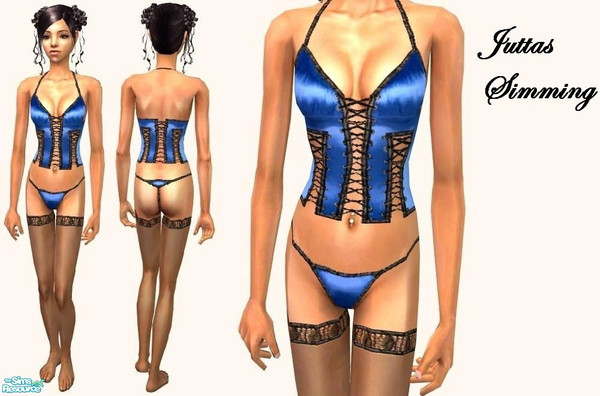 Sims 2 — blue teen silk corset underwear by juttaponath — Do not reupload or edit and upload. Thank you. 
