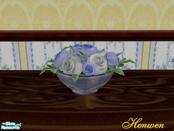 Sims 2 — Dining Roses Vase Recolor Blue by Henwen — Cashcraft's VASE bowl recolor in blue.