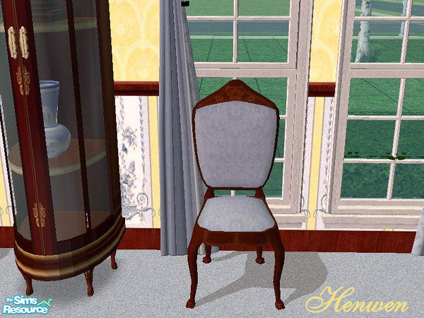 Sims 2 — Vic Dining Chair Recolor Blue by Henwen — Cashcraft's dining chair fabric in a medium blue.