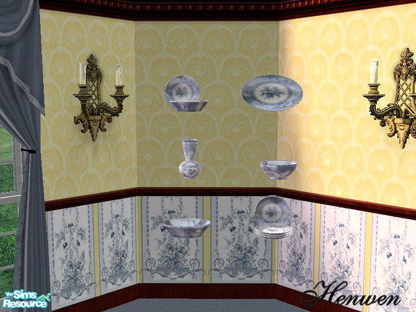 Sims 2 — Chinaware 02 Recolor Blue by Henwen — Recolor of Cashcraft's plates for her large curio. You need to download