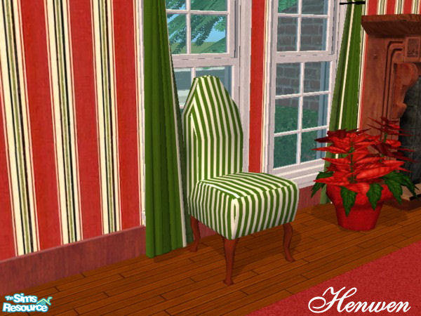 Sims 2 —  Candy Cane Dining Chair Stripe Green by Henwen — Recolor of Dgandy\'s Lover\'s Suite dining chair in a green