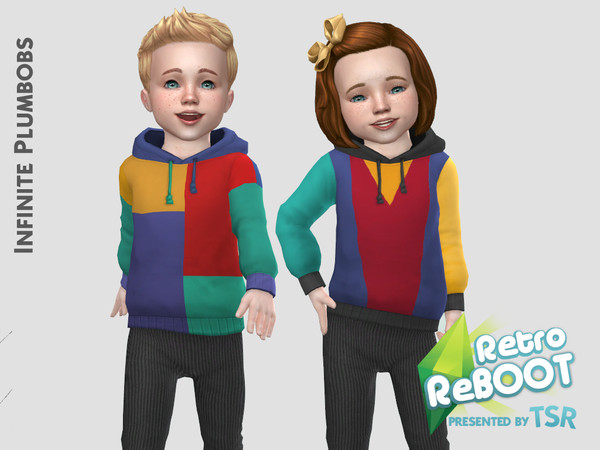 The Sims Resource - IP Toddler Retro ReBOOT Colour Block Hoodie