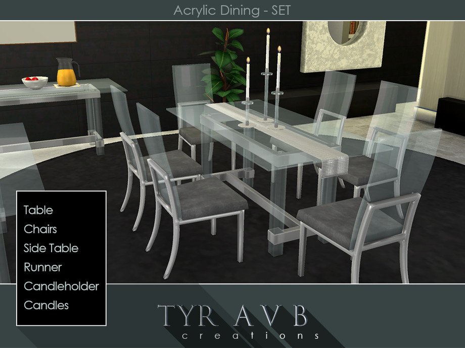The Sims Resource Acrylic Dining Set, How To Change Material On Dining Room Chair Sims 4