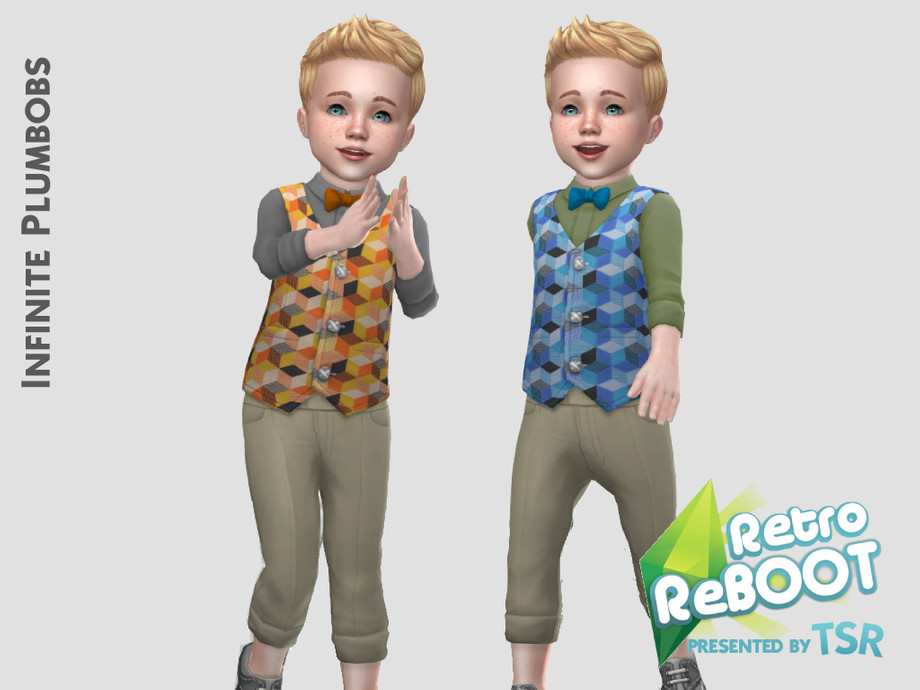 The Sims Resource - IP Toddler Retro ReBOOT 70's Waistcoat Set - SEASONS