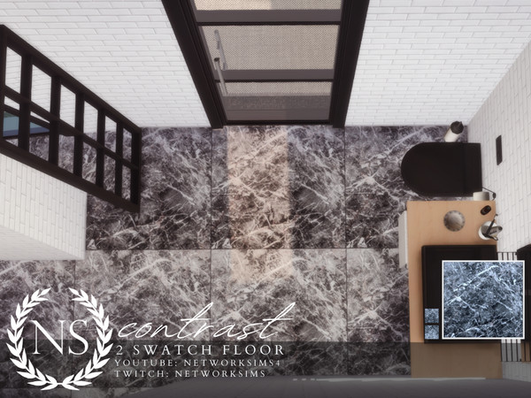 Sims 4 — Contrast Marble Floor by networksims — A tiled marble floor in 2 colour swatches.