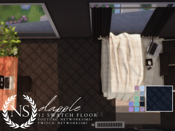 Sims 4 — Dapple Carpet by networksims — A carpet with a lattice pattern, in 13 colour swatches.