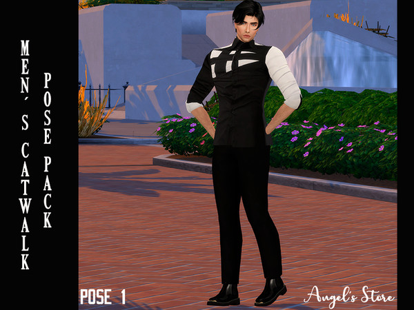 Sims 4 — Men's Catwalk Pose Pack by Angels_Store — Sims men's pose pack that includes five men's poses in the sims 4 game