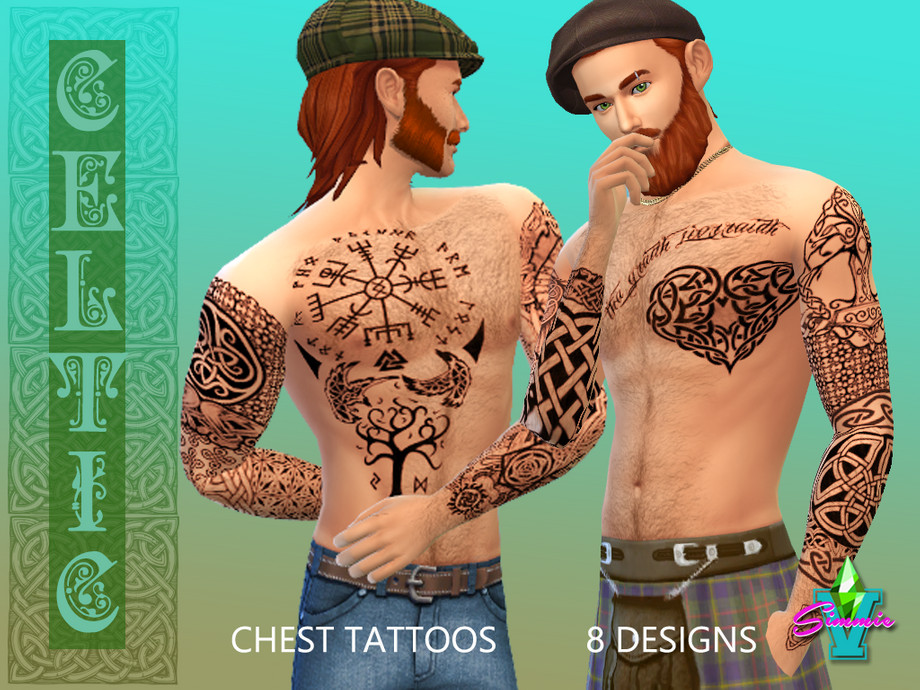 The Sims Resource - SimmieV Celtic Chest Tattoo