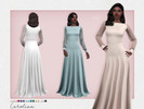 Sims 4 — Carolina Dress by Sifix2 — An elegant A-line gown with sheer sleeves. Available in 15 colors for teen, young