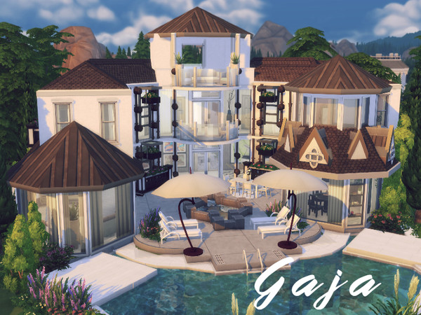 Sims 4 — Gaja by GenkaiHaretsu — Seaside villa with a circular shape