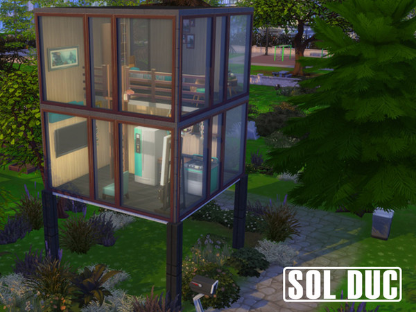 Sims 4 — Sol Duc Tiny Modern Cabin by Niimua — Tiny Living Modern Cabin. Perfect for a single sim. Has a functional