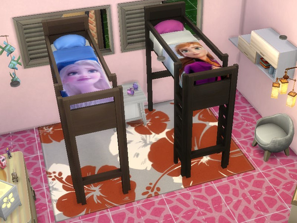 Sims 4 — Anna and Elsa Bunkbed by julimo2 — Elsa and Anna Frozen 2 bunk bed so cool !