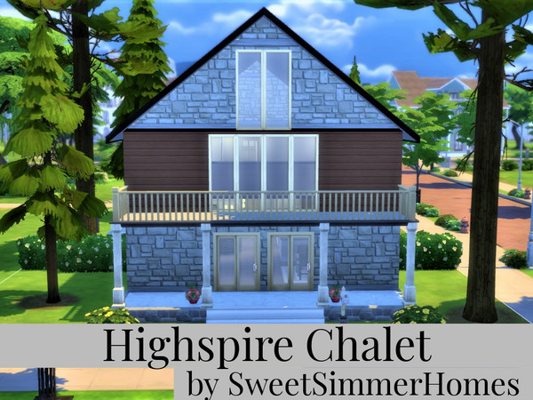 Sims 4 — Highspire Chalet by SweetSimmerHomes — mountain style lodge The Highspire Chalet is a mountain lodge style home