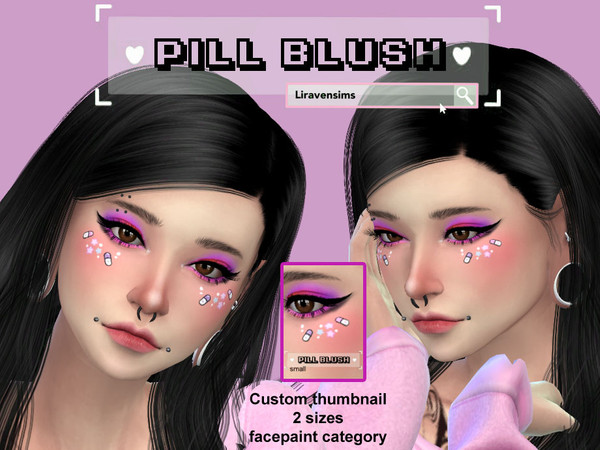 Sims 4 — Pill Blush (facepaint) by liravensims — This comes in 2 sizes 1 small and 1 that is a bit bigger. Facepaint