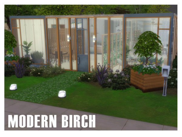 Sims 4 — Modern Birch  by Niimua — Modern Eco friendly home perfect for a couple. Windows dominant this bright and airy