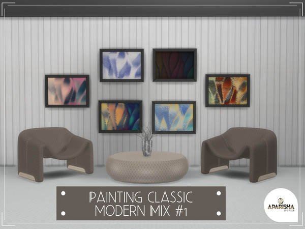 Sims 4 — Painting Classic Modern Mix #1 by AparishaSims — Modern painting in six color variants Basic Game