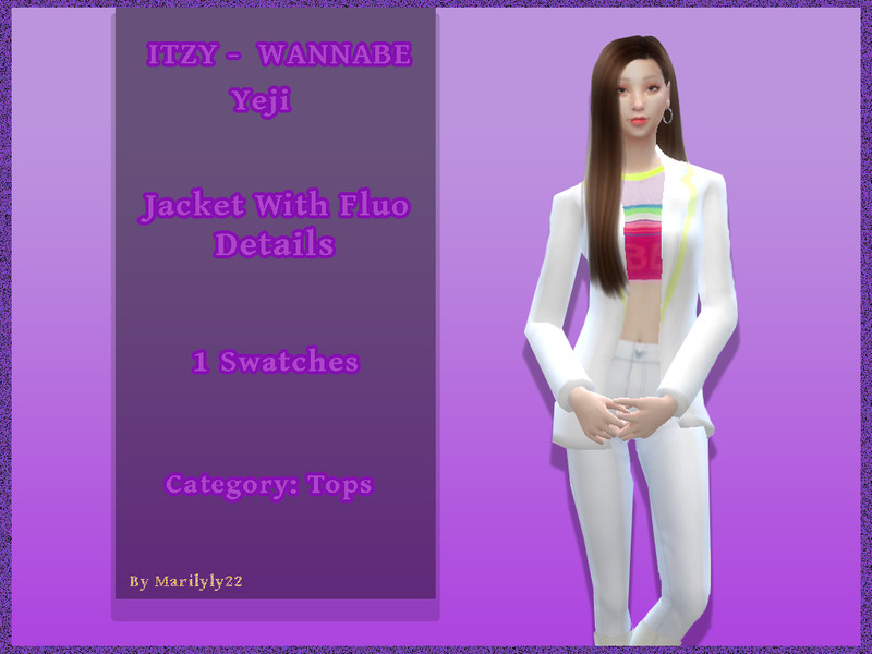 Sims 4 The Sims Resource | ITZY - WANNABE Yeji Jacket With Fluo Details by TSR Creator