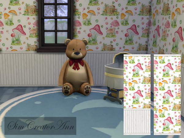Sims 4 — In the woods by Sim_Creator_Ann — In the woods wallpaper comes in 3 wall heights, have 4 swatches and it's base