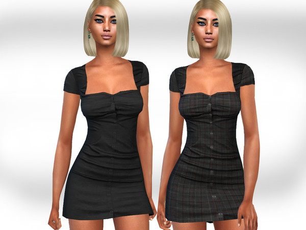 The Sims Resource - Female Button Shirt Dresses