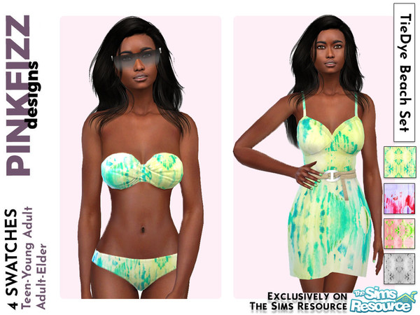 Sims 4 — Tie-Dye Beach Set by Pinkfizzzzz — Beach set for your jet setting sims!!
