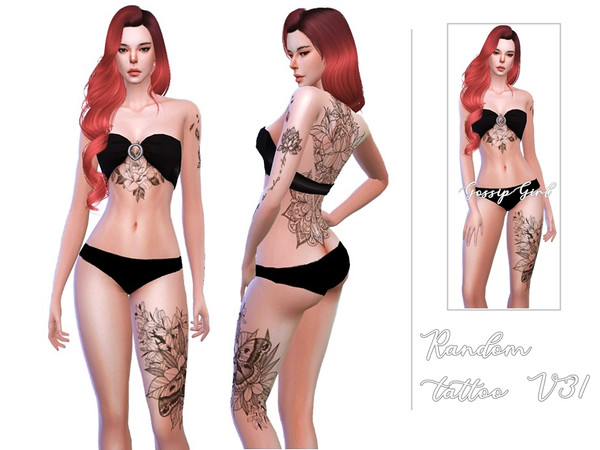 Sims 4 — Random Tattoo V31 - GossipGirl by GossipGirl-S4 — - works with all skins and overlays - Light and dark swatches