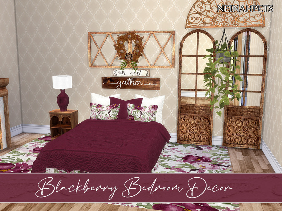 The Sims Resource - Blackberry Bedroom Decor {Mesh Required}