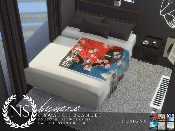 Sims 4 — Bygone Blanket - Networksims by networksims — A large throw blanket in 6 designs.
