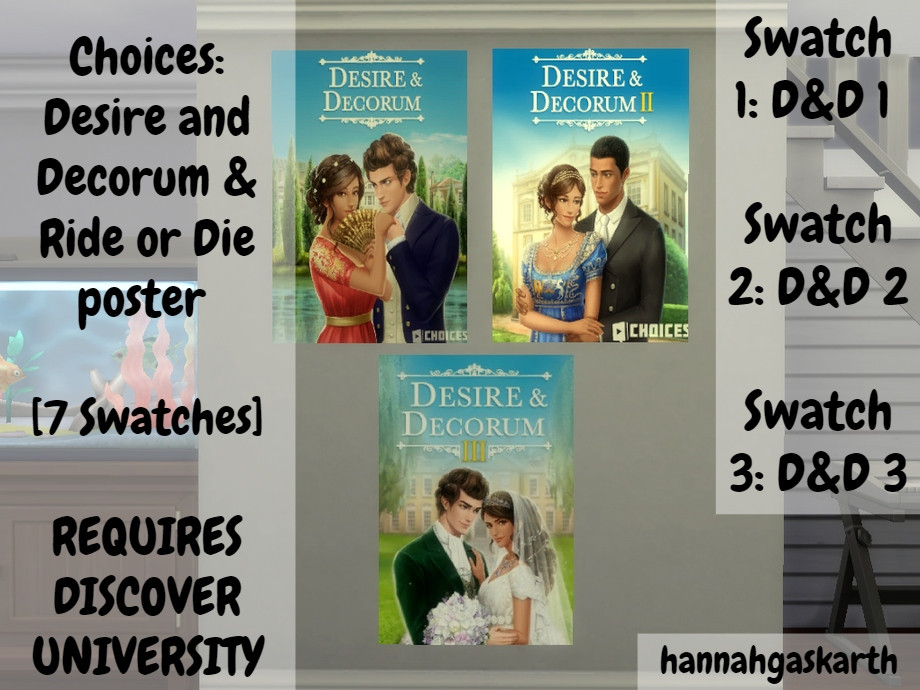 The Sims Resource Choices Desire & Decorum and Ride or Die Poster