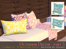 Sims 4 — Outdoor Decor - Part 3 by Zhaana — Set includes 2 Pillows recolored with my TS3 Island Ikat pattern. 8 swatches