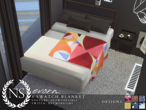 Sims 4 — Evorn Bed Blanket - Networksims by networksims — A throw blanket in 6 designs.