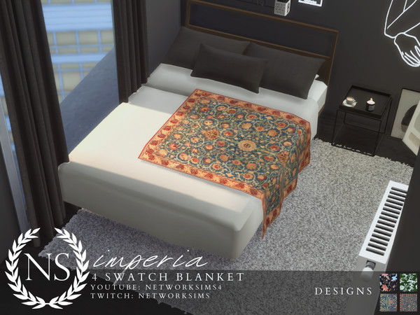 Sims 4 — Imperia Blanket - Networksims by networksims — A throw blanket in 4 designs.