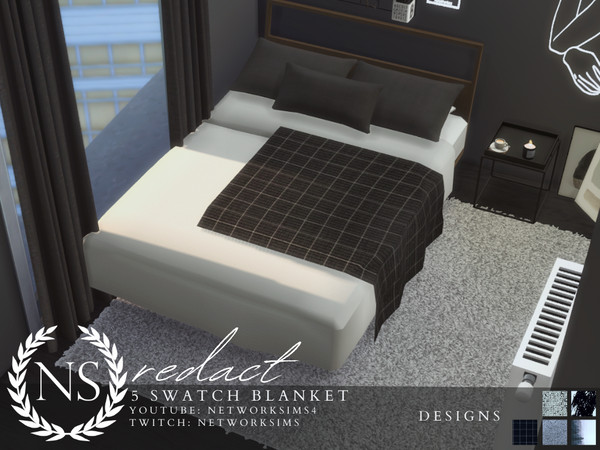 Sims 4 — Redact Blanket - Networksims by networksims — A throw blanket in 5 designs.