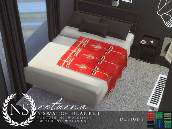 Sims 4 — Returna Blanket - Networksims by networksims — A throw blanket in 6 designs.