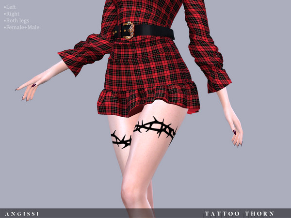 Sims 4 — Tattoo-Thorn by ANGISSI — *3 black options (right,left,both legs) *HQ compatible *FEMALE+MALE *Works with all