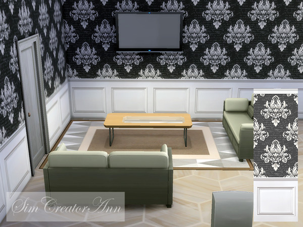 Sims 4 — Damask Wallpaper #1 by Sim_Creator_Ann — A nice Damask wallpaper for your Sims. It has 3 swatches, comes in 3
