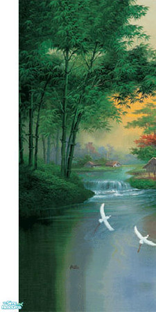 Sims 2 — Chinese Cranes Sailiing  - #1 by elke — Chinese cranes over a boat sailing into the sunset. Coordinates with